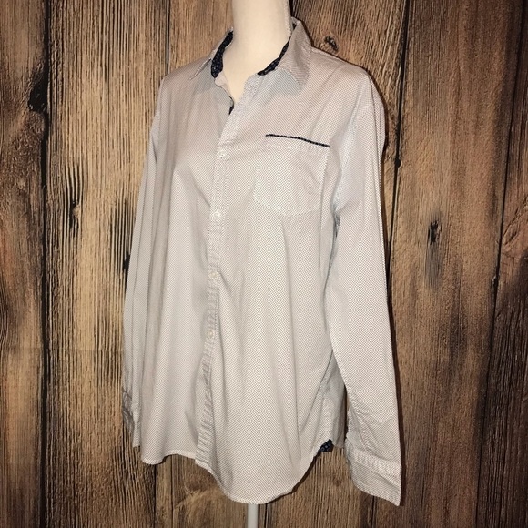 Paper Denim & Cloth XL slim stretch white and blue button up shirt - Picture 3 of 7